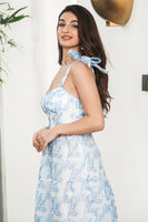 Load image into Gallery viewer, Blue Floral Boho Maxi Summer Dress