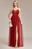 Load image into Gallery viewer, A-Line Sequins Rust Prom Dress with Slit