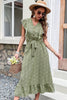 Load image into Gallery viewer, V Neck High Waist Green Summer Dress