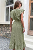 Load image into Gallery viewer, V Neck High Waist Green Summer Dress