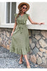 Load image into Gallery viewer, V Neck High Waist Green Summer Dress