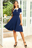 Load image into Gallery viewer, Jewel Neck Navy 1950s Dress with Bowknot
