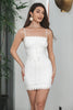 Load image into Gallery viewer, Bodycon Spaghetti Straps White Graduation Dresss with Lace