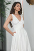Load image into Gallery viewer, A Line V Neck Sleeveless White Graduation Dress with Hollow-out Back