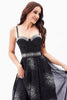 Load image into Gallery viewer, A-Line Black Spaghetti Straps Chiffon Corset Party Dress