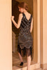 Load image into Gallery viewer, Sparkly Black Golden Sheath Sequins 1920s Flapper Dress with Fringe