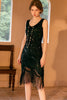 Load image into Gallery viewer, Sparkly Black Golden Sheath Sequins 1920s Flapper Dress with Fringe