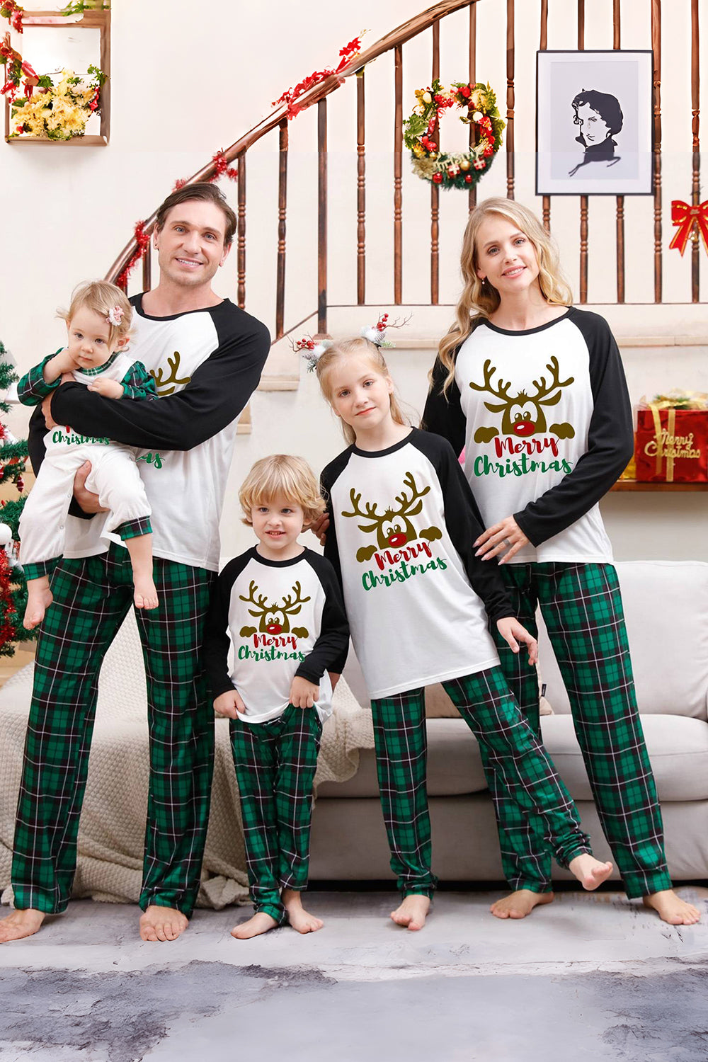 Green Plaid Family Merry Christmas Pajama Sets