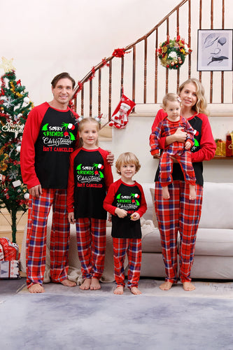 Black & Red Family Plaid Matching Christmas Pajamas Sets