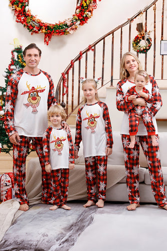 Plaid Family Christmas Pajamas Sets with Snowflake