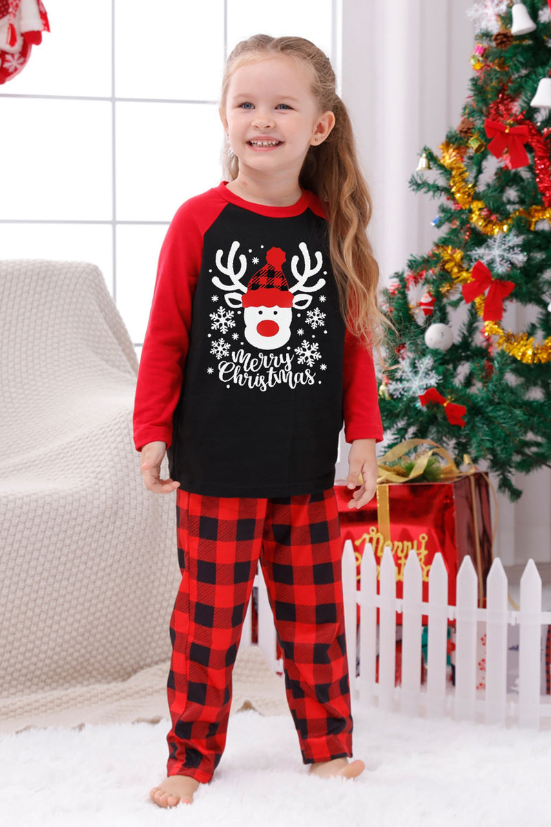 Load image into Gallery viewer, Red Plaid Christmas Family Print Pajamas Sets with Dog
