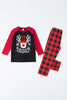 Load image into Gallery viewer, Red Plaid Christmas Family Print Pajamas Sets with Dog