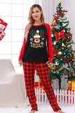 Red Plaid Christmas Family Print Pajamas Sets with Dog