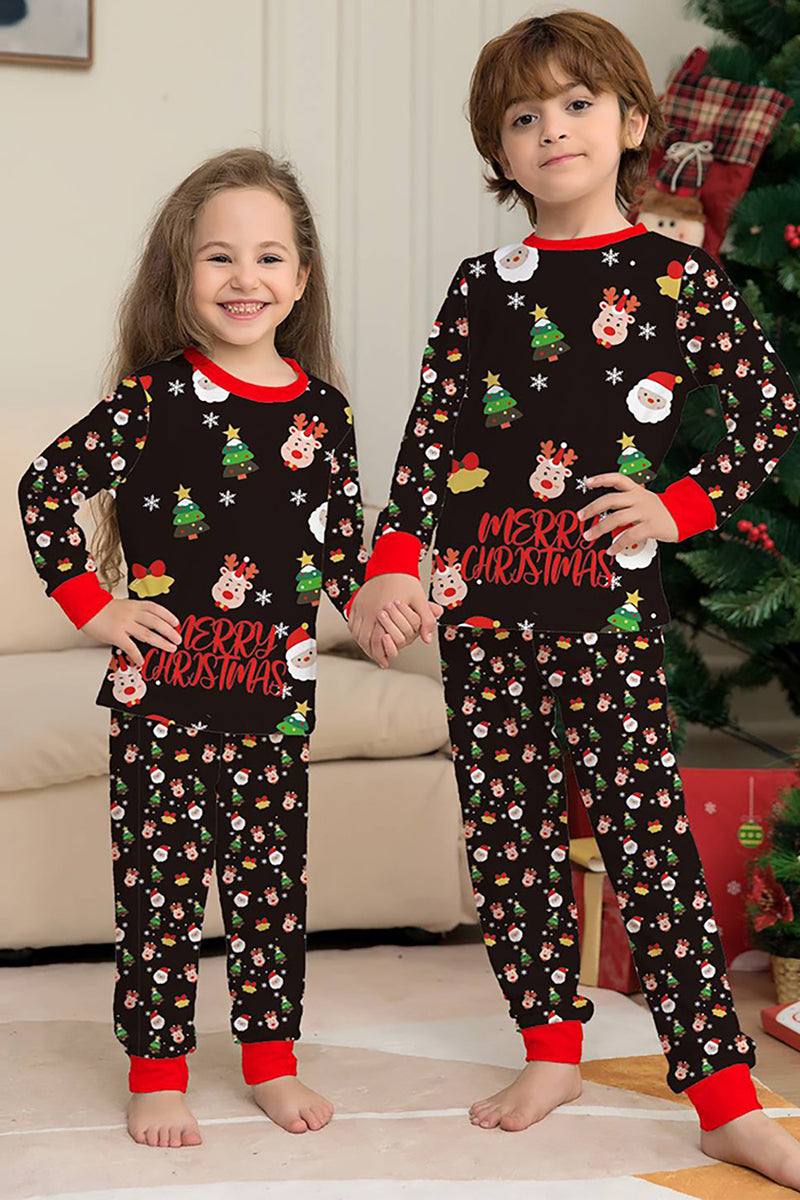Load image into Gallery viewer, Santa Claus and Christmas Tree Black Family Matching Pajamas Set