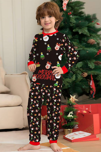 Santa Claus and Christmas Tree Black Family Matching Pajamas Set