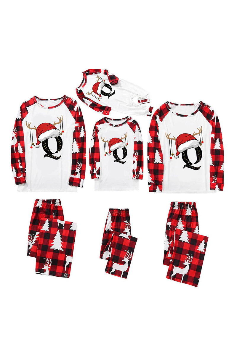 Load image into Gallery viewer, Red and White Deer Hat Printed Fmaily Pajamas Set