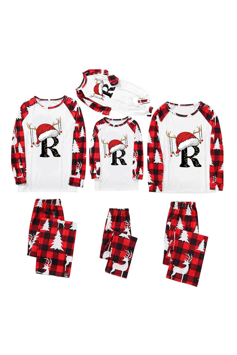 Load image into Gallery viewer, Red and White Deer Hat Printed Fmaily Pajamas Set