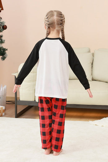 Black and Red Santa Printed Fmaily Pajamas Set