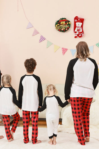 Black and Red Santa Printed Fmaily Pajamas Set