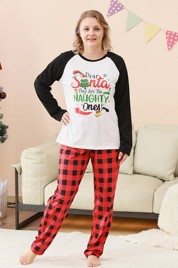 Black and Red Santa Printed Fmaily Pajamas Set