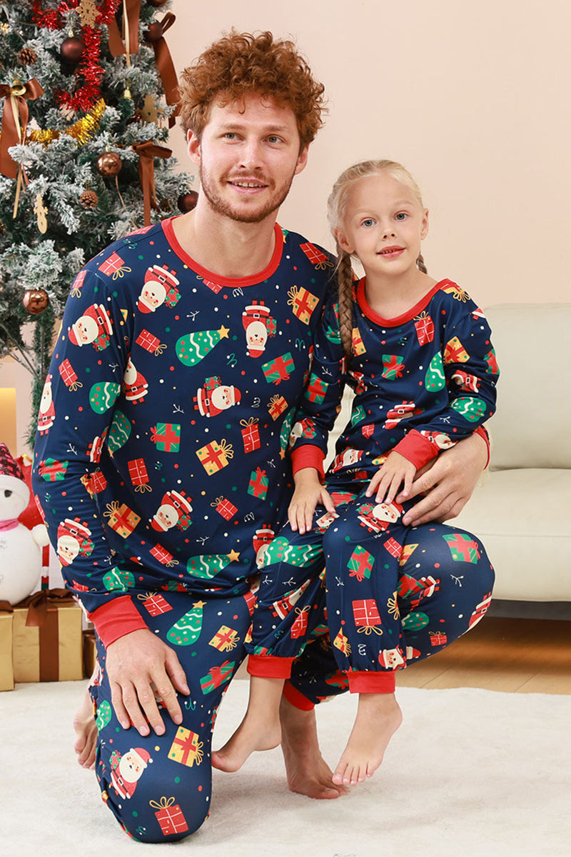 Load image into Gallery viewer, Navy Christmas Pattern Printed Family Pajamas Set