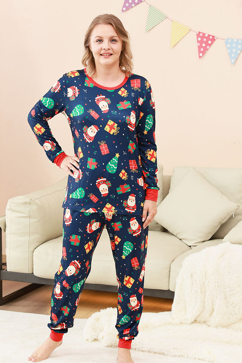 Load image into Gallery viewer, Navy Christmas Pattern Printed Family Pajamas Set