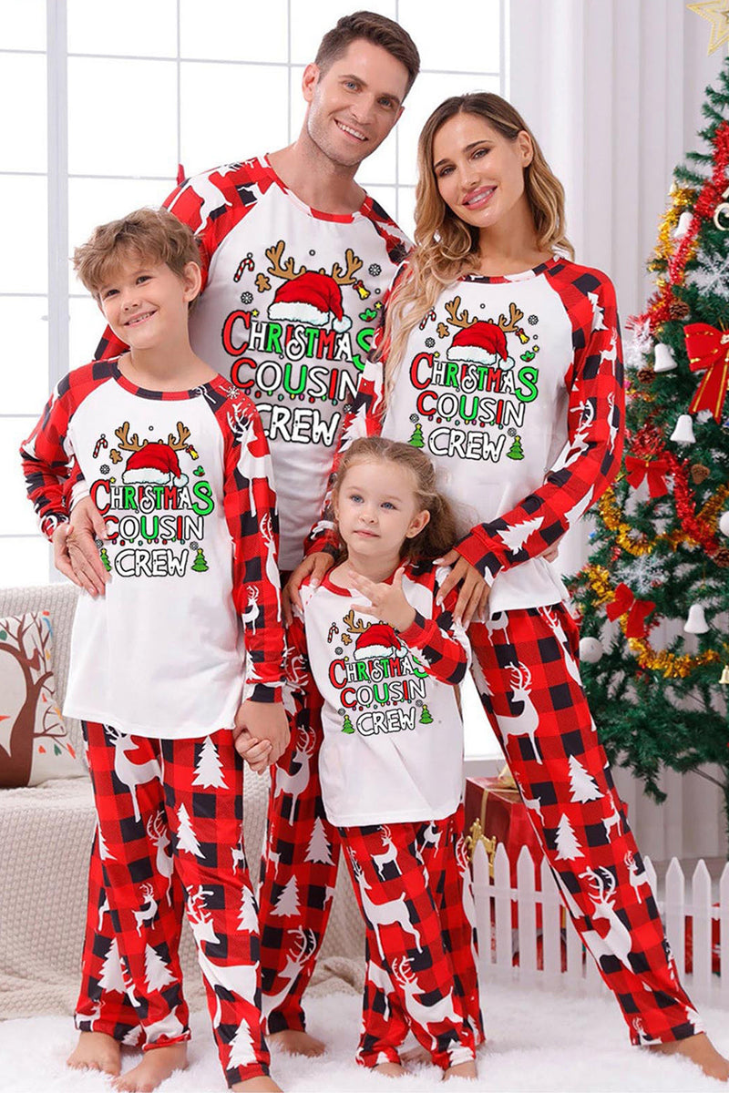 Load image into Gallery viewer, Red and White Christmas Printed Family Pajamas Set