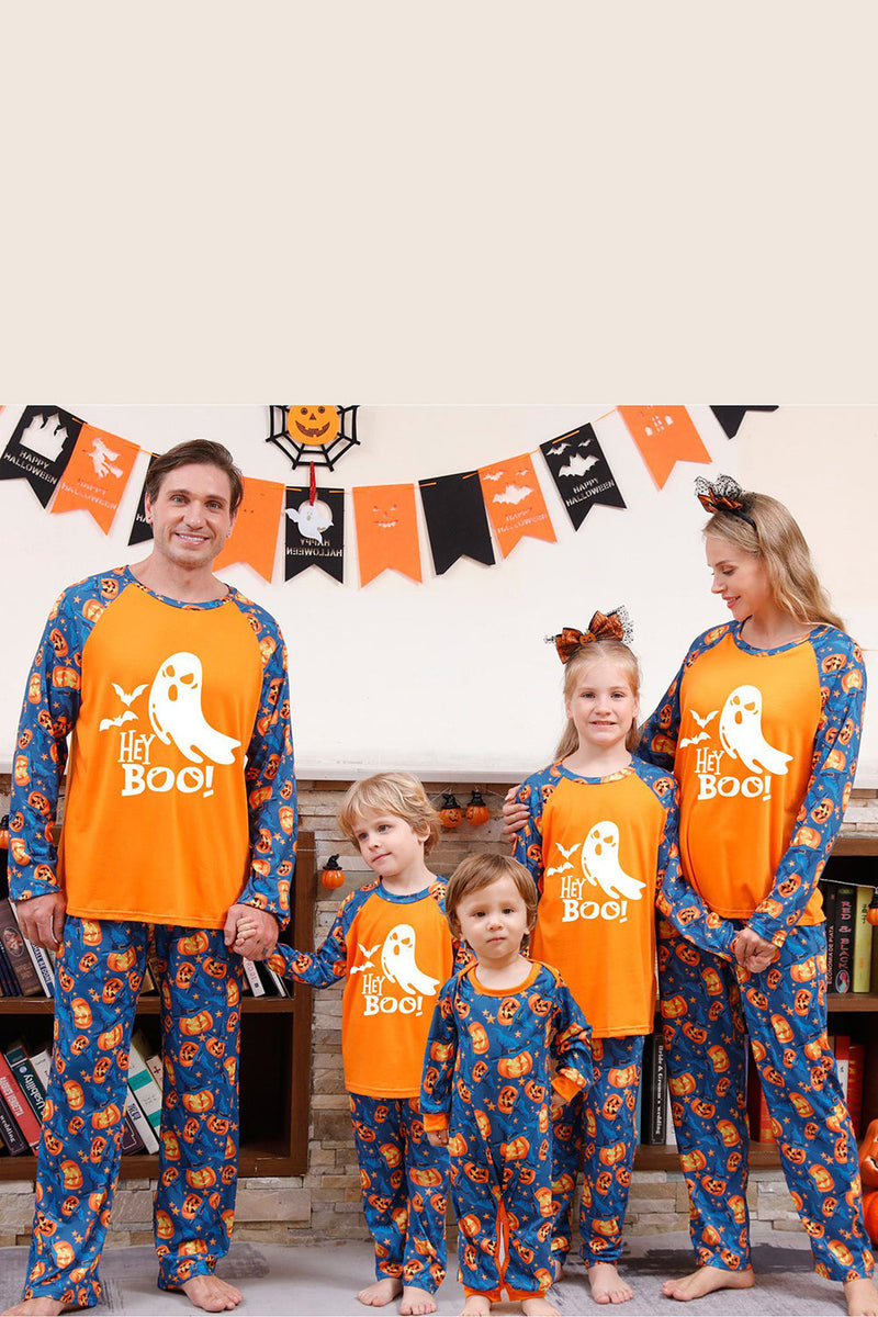 Load image into Gallery viewer, Orange Pumpkin Print Family Halloween Pajamas (Long Sleeves)