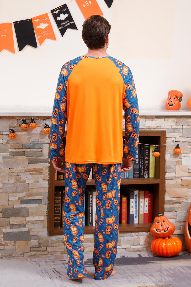 Load image into Gallery viewer, Orange Pumpkin Print Family Halloween Pajamas (Long Sleeves)