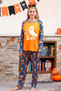 Load image into Gallery viewer, Orange Pumpkin Print Family Halloween Pajamas (Long Sleeves)