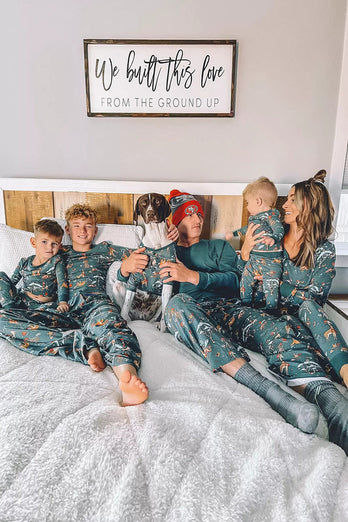 Animal Print Dark Green Matching Pajamas Set