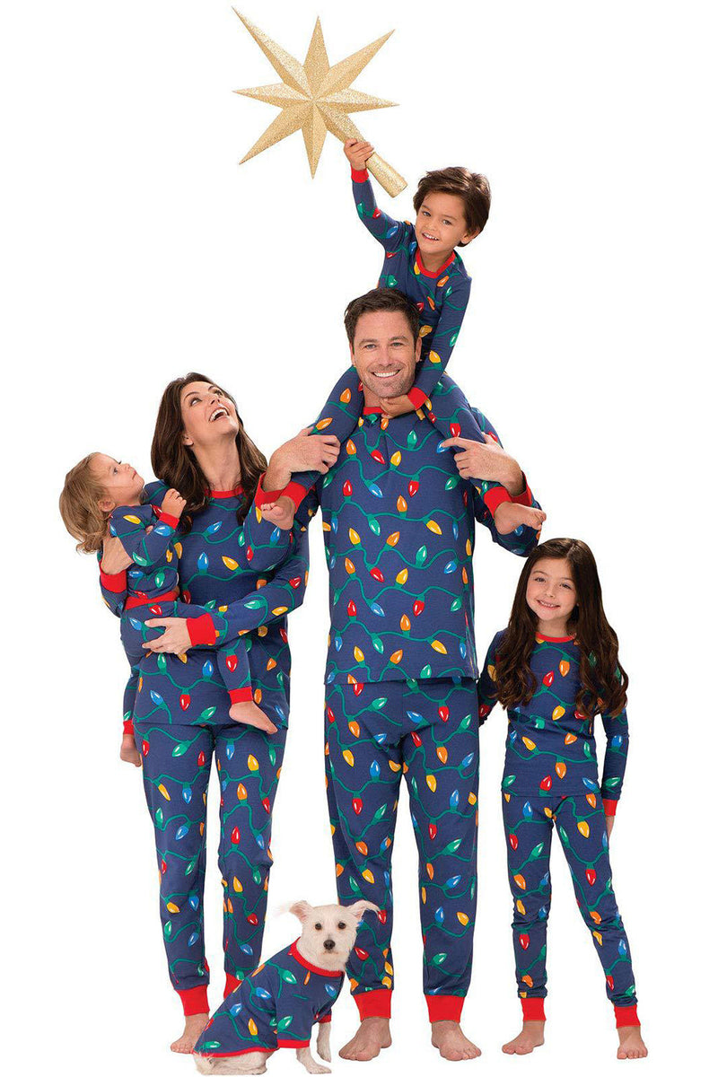 Load image into Gallery viewer, Dark Blue Color Light Bulb Print Family Matching Pajamas Set