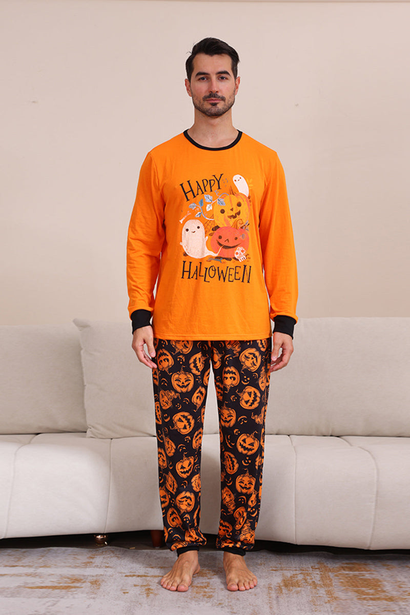 Load image into Gallery viewer, Pumpkin Print Orange Halloween Family Pajamas Set