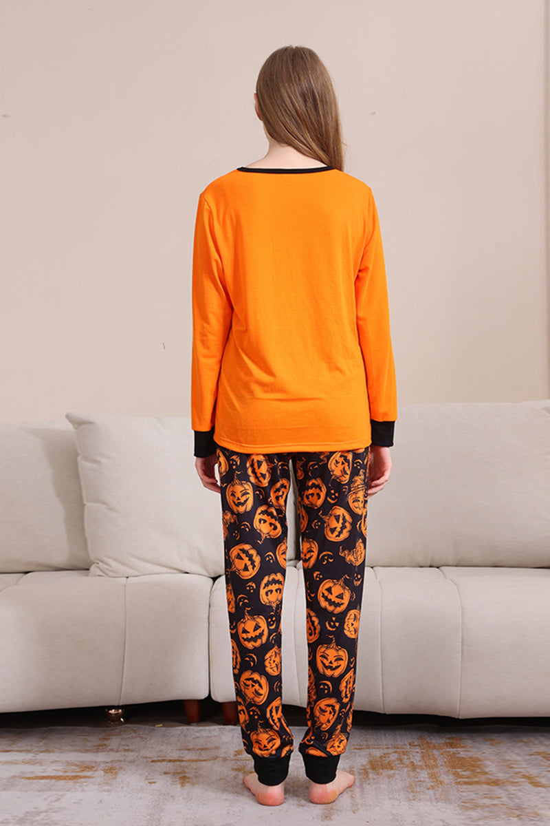 Load image into Gallery viewer, Pumpkin Print Orange Halloween Family Pajamas Set