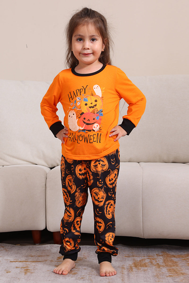 Load image into Gallery viewer, Pumpkin Print Orange Halloween Family Pajamas Set