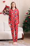 Elk Print Red Matching Christmas One Piece Pajamas
