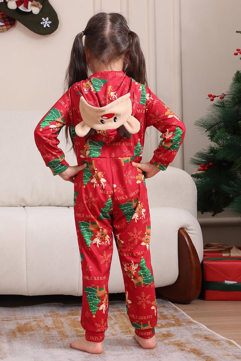 Load image into Gallery viewer, Red Christmas Tree Print Matching Christmas One-Piece Pajamas