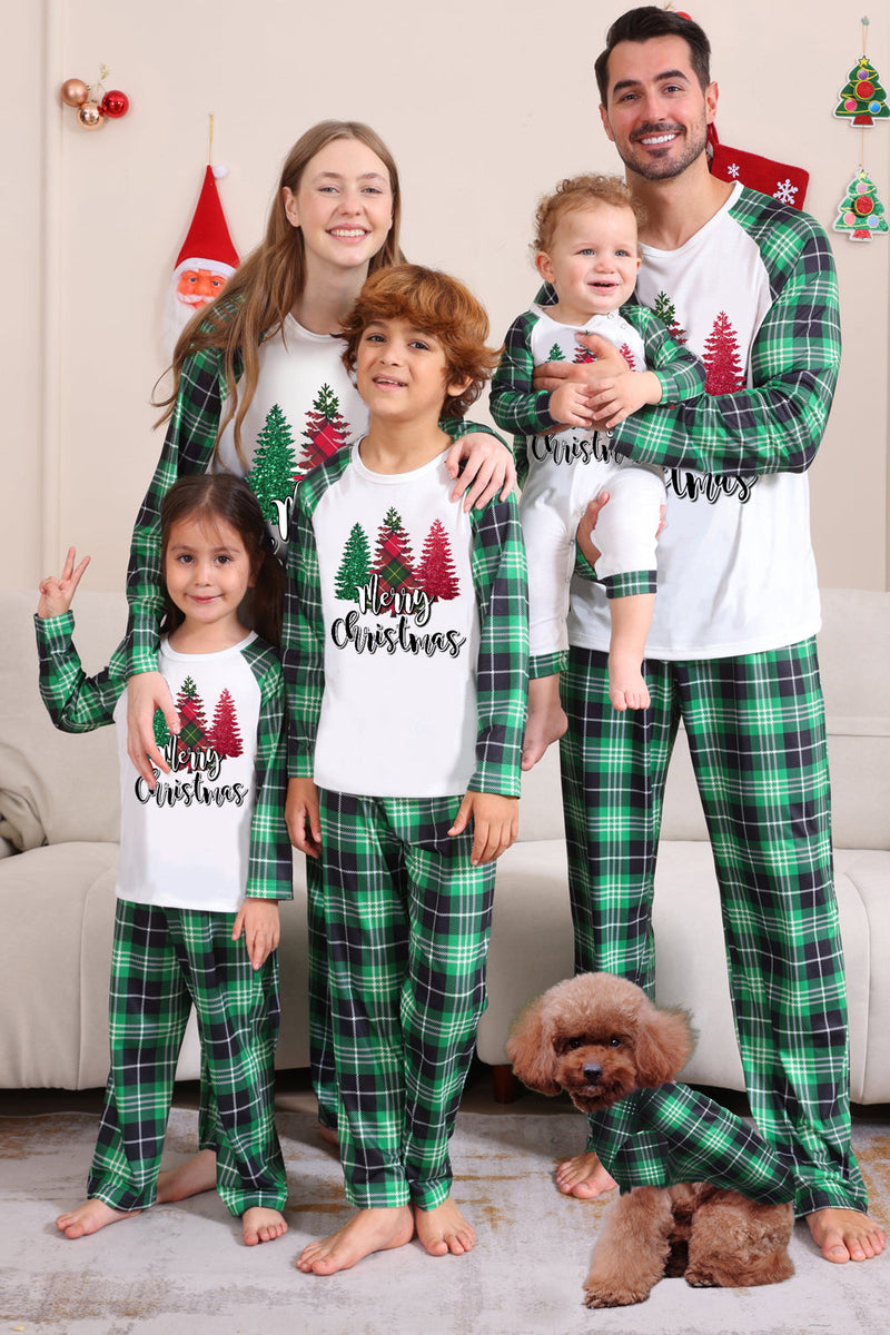 Load image into Gallery viewer, Green and White Merry Christmas Family Pajama Sets