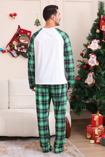 Green and White Merry Christmas Family Pajama Sets