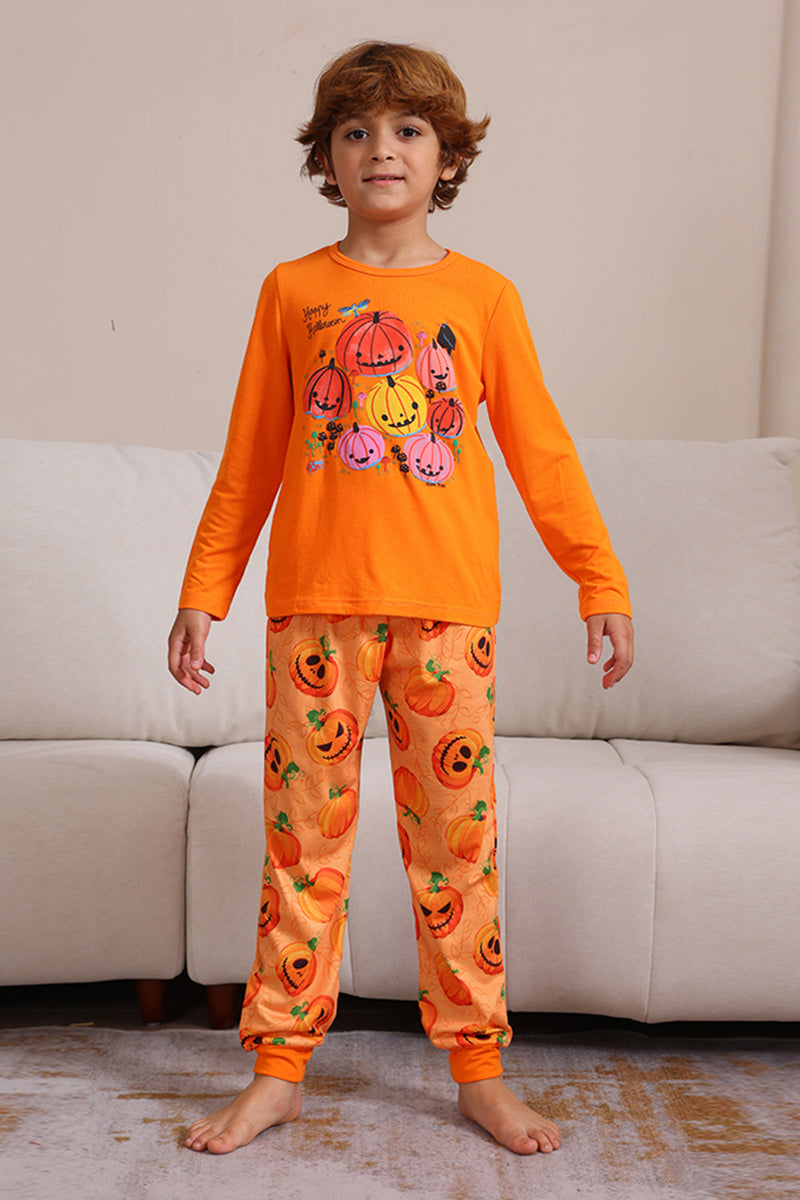 Load image into Gallery viewer, Halloween Orange Pumpkin Family Pajama Set