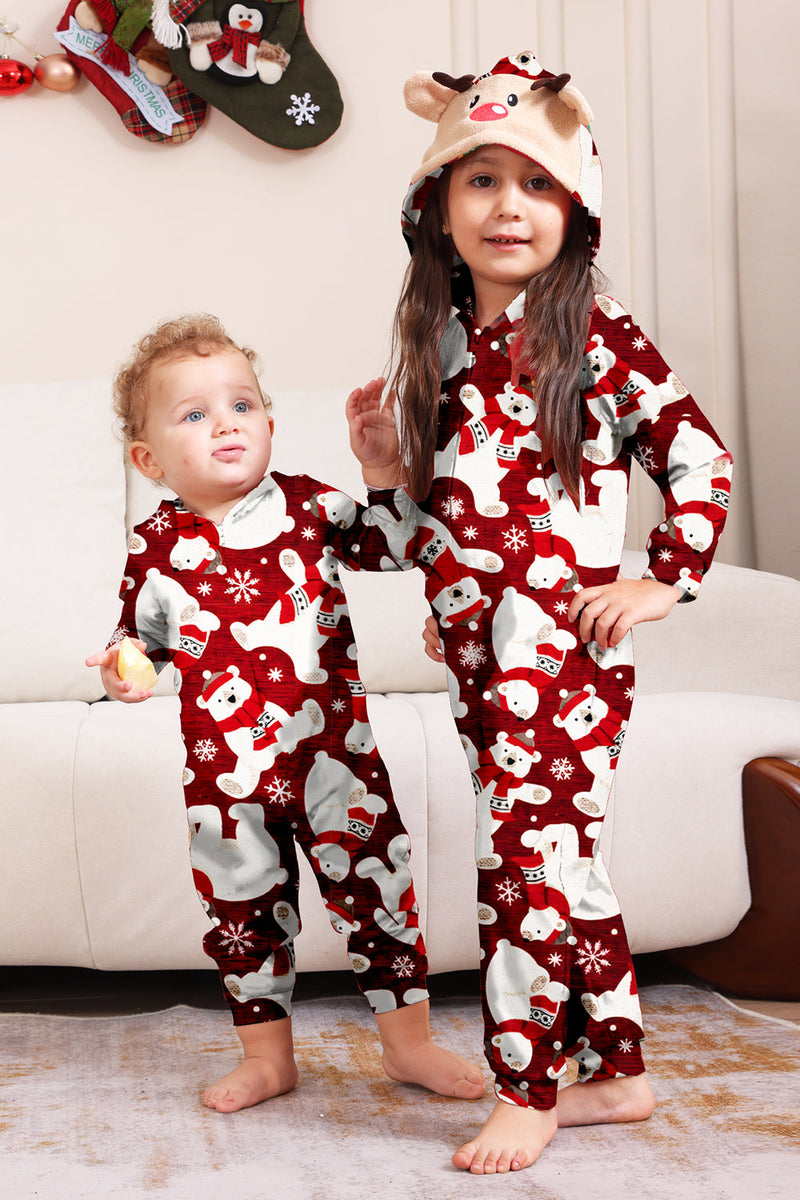 Load image into Gallery viewer, Burgundy Bear Family Pajama Set