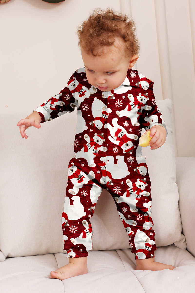 Load image into Gallery viewer, Burgundy Bear Family Pajama Set