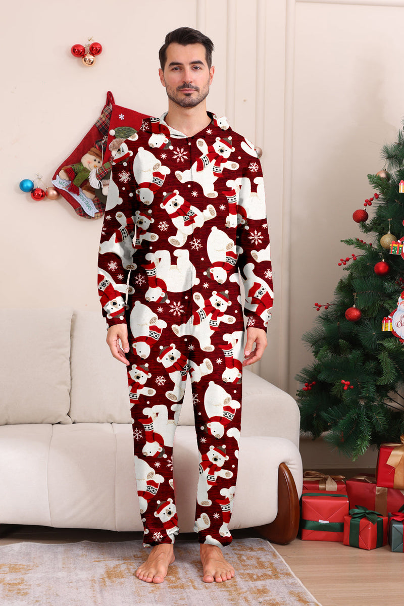 Load image into Gallery viewer, Burgundy Bear Family Pajama Set