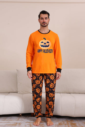 Orange Halloween Long Sleeve Family Matching Pajama Set