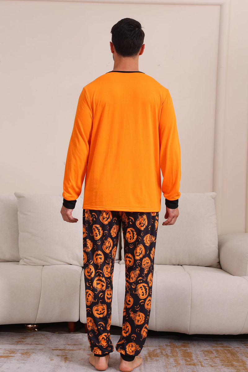 Load image into Gallery viewer, Orange Halloween Long Sleeve Family Matching Pajama Set