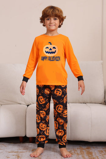 Orange Halloween Long Sleeve Family Matching Pajama Set