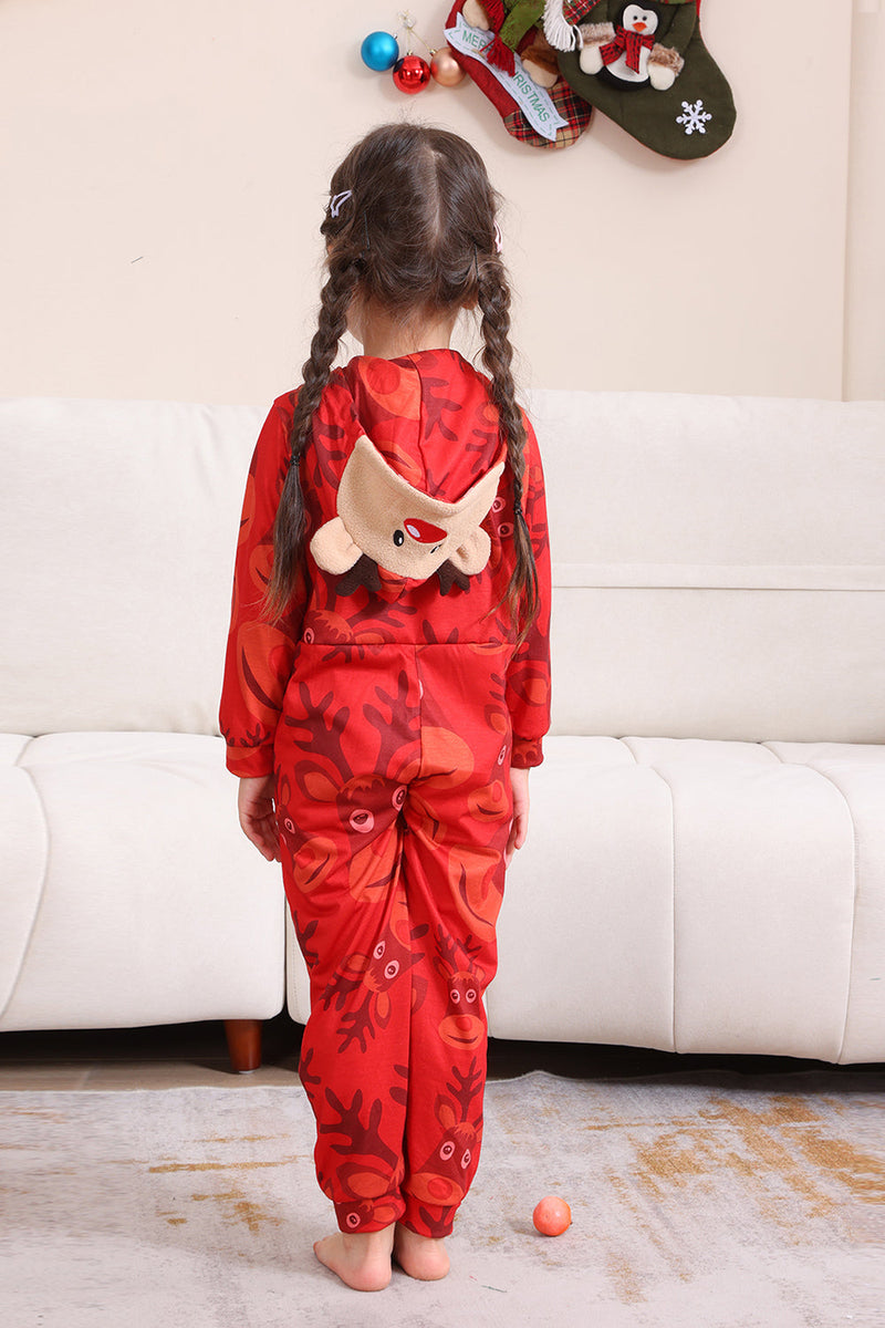 Load image into Gallery viewer, Red Patterned Hooded Family Pajama Set