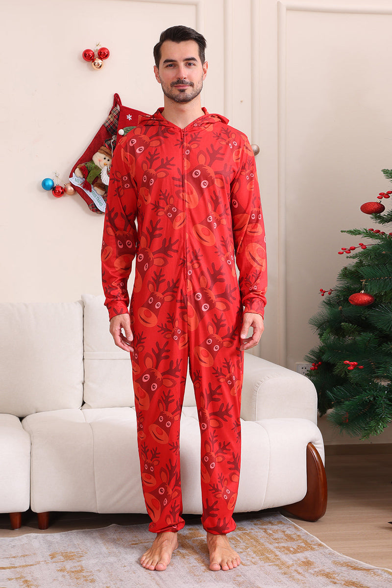 Load image into Gallery viewer, Red Patterned Hooded Family Pajama Set