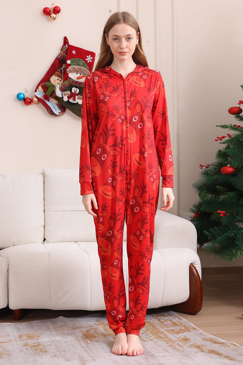 Load image into Gallery viewer, Red Patterned Hooded Family Pajama Set