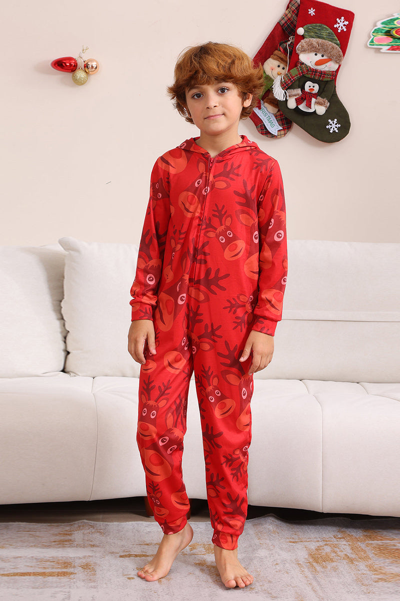 Load image into Gallery viewer, Red Patterned Hooded Family Pajama Set